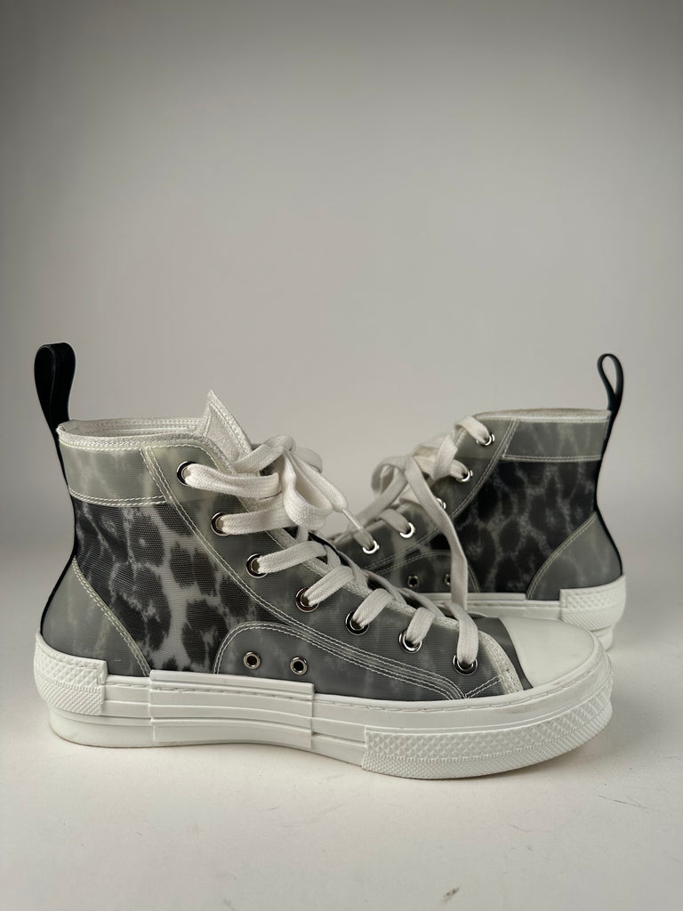 Dior B23 Leopard Print High Top Sneakers Size 38EU