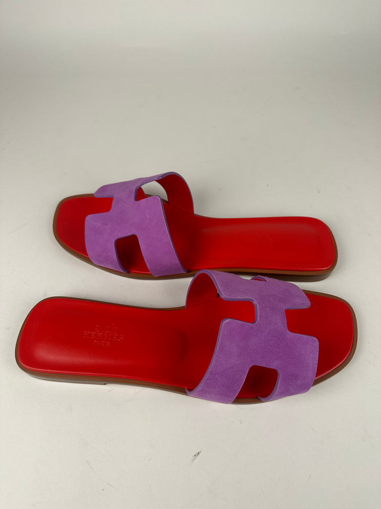 Hermes Oran Suede Goatskin Violet Parma Size 39EU