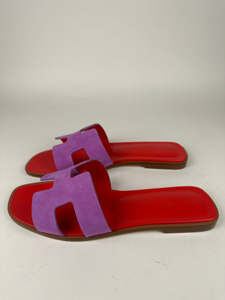 Hermes Oran Suede Goatskin Violet Parma Size 39EU
