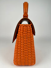 Load image into Gallery viewer, Salvatore Ferragamo Smooth Calfskin Woven Small Boxyz Orange