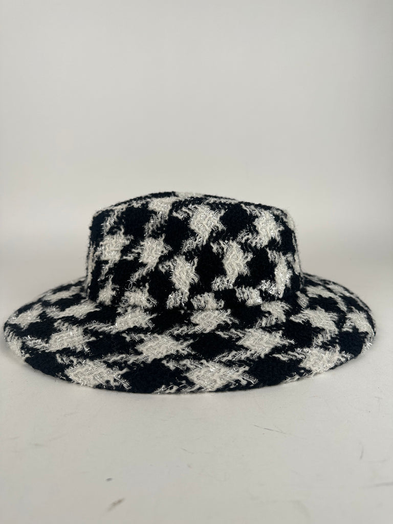 Chanel Houndstooth Tweed Hat size Medium