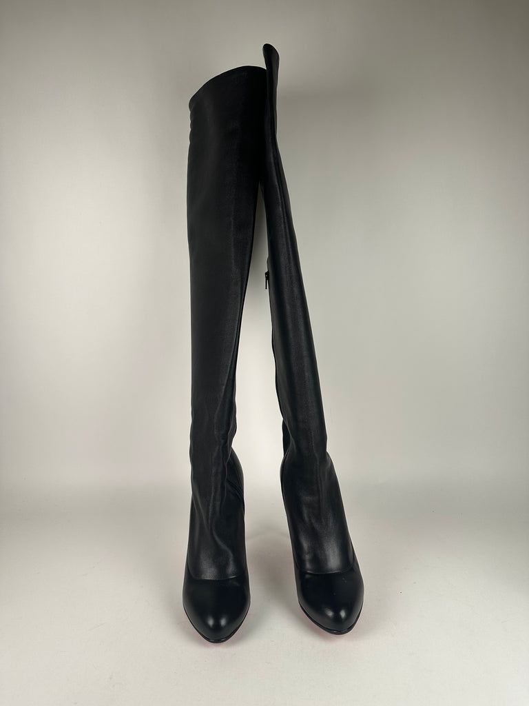 Christian Louboutin Sempre Monica 100 Thigh High Boot Black Size 38.5EU