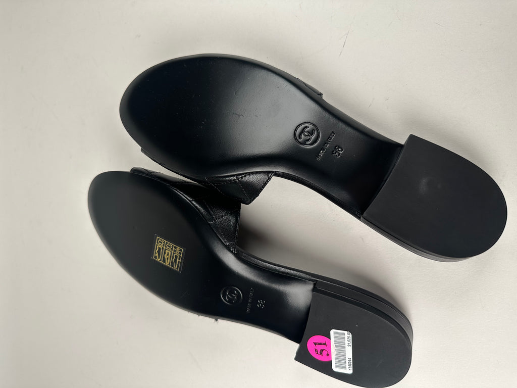 Chanel Camilla Quilted Slides Black Size 38EU