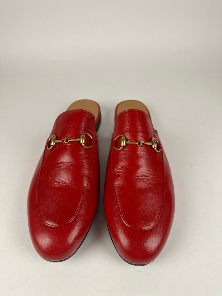 Gucci Princetown Horsebit Mule Red Size 38EU