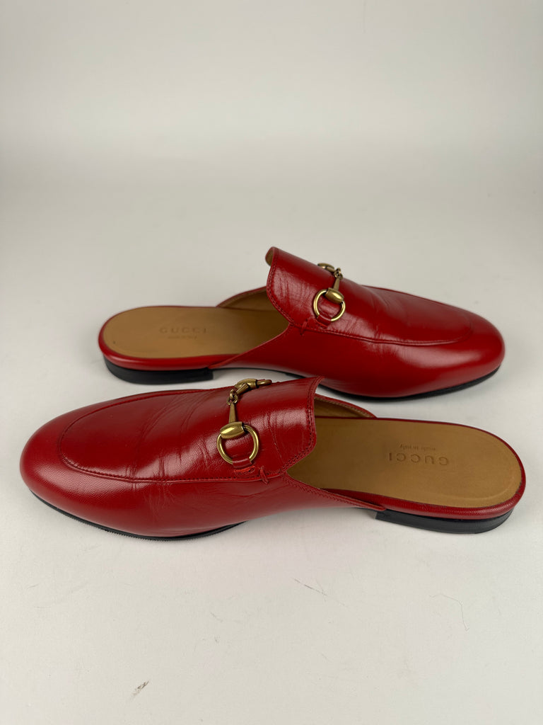 Gucci Princetown Horsebit Mule Red Size 38EU