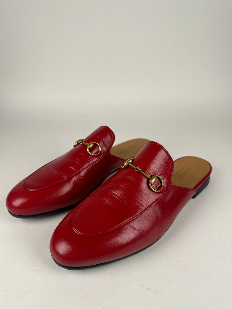 Gucci Princetown Horsebit Mule Red Size 38EU