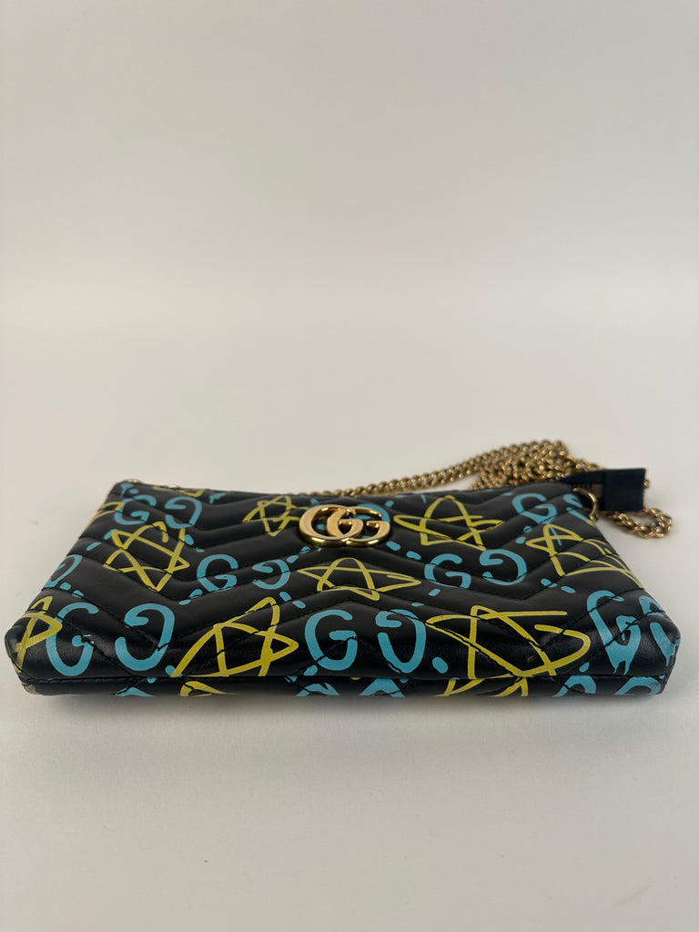 Gucci Ghost Graffiti Leather Mini Crossbody Bag