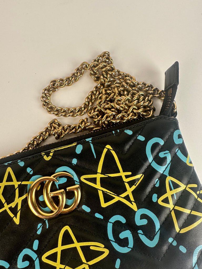 Gucci Ghost Graffiti Leather Mini Crossbody Bag