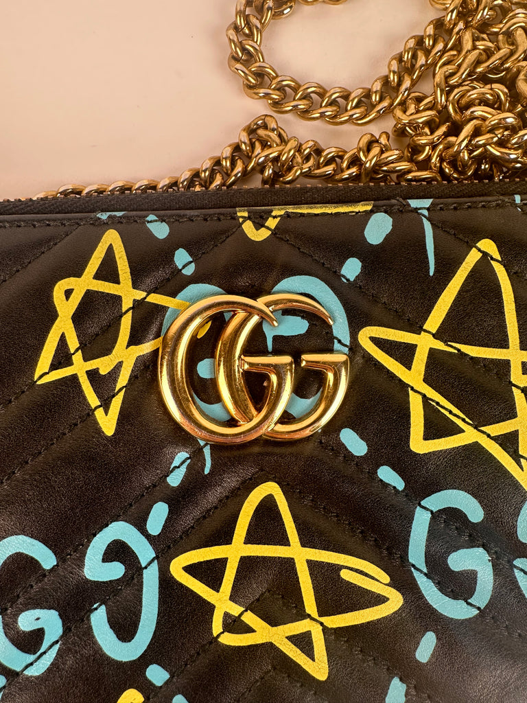 Gucci Ghost Graffiti Leather Mini Crossbody Bag