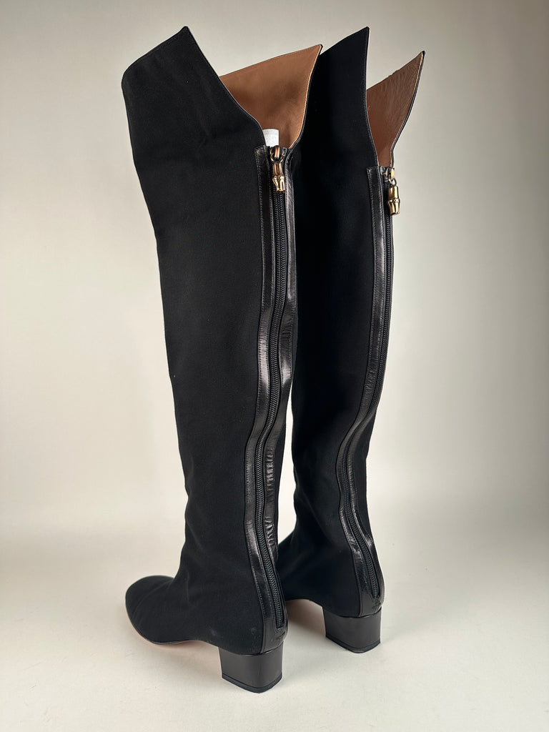 Gucci Over Knee Boots Black Jersey Cotton size 37EU