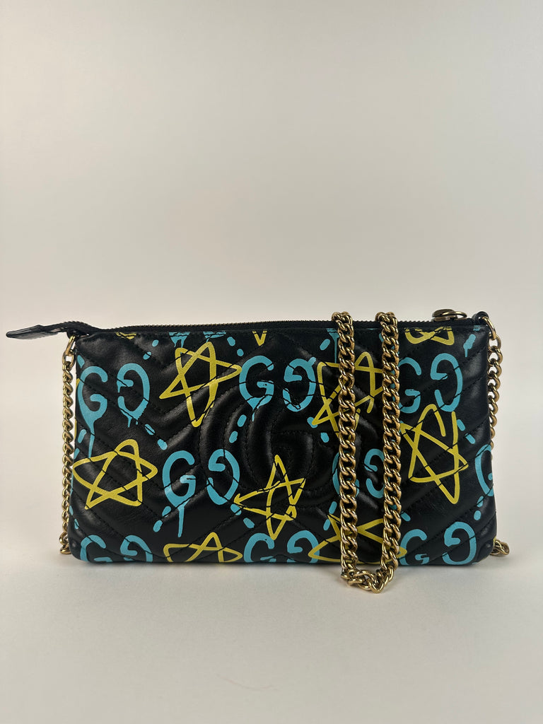 Gucci Ghost Graffiti Leather Mini Crossbody Bag