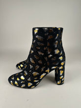 Load image into Gallery viewer, Saint Laurent LouLou Metallic Leopard Jacquard Block Heel Booties size 39EU