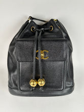 Load image into Gallery viewer, Chanel Vintage Caviar Leather Drawstring Bucket Bag Black