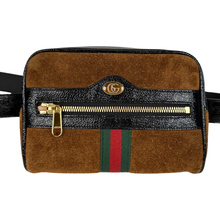 Load image into Gallery viewer, Gucci Ophidia Suede Patent Leather Belt Bag Size 95cm/ 38in Brown