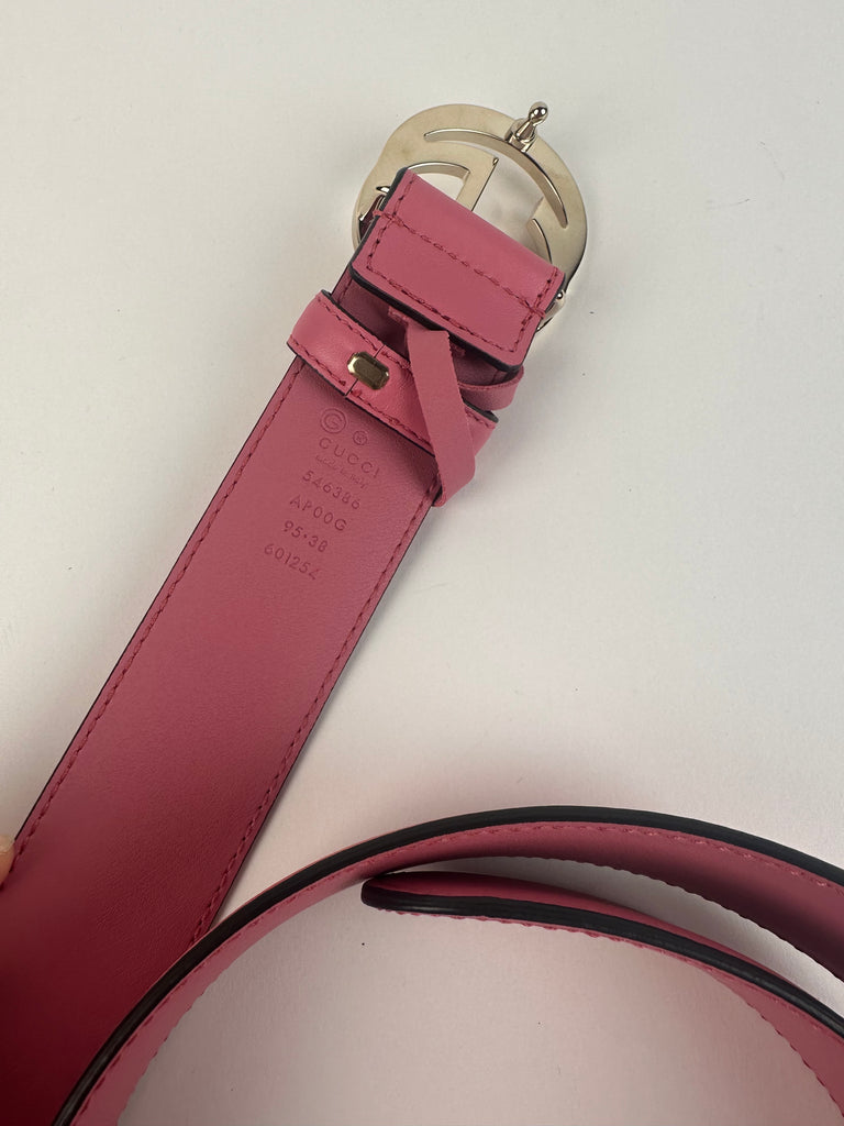 Gucci Leather Interlocking G Belt Pink 106cm/42in