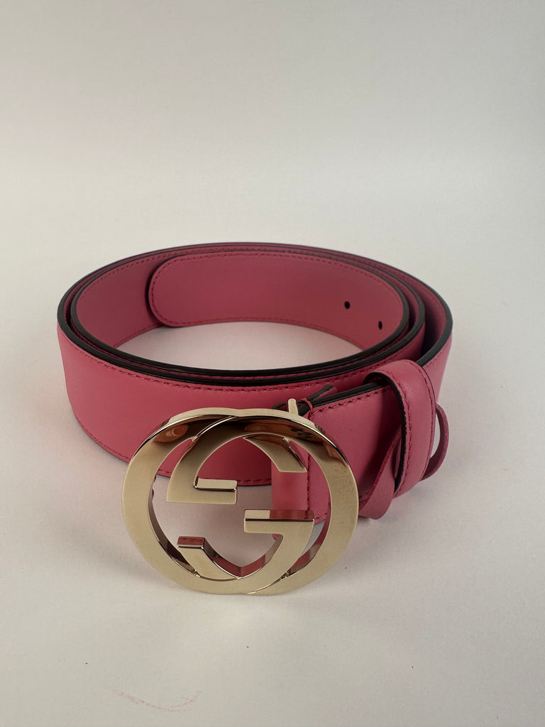 Gucci Leather Interlocking G Belt Pink 106cm/42in