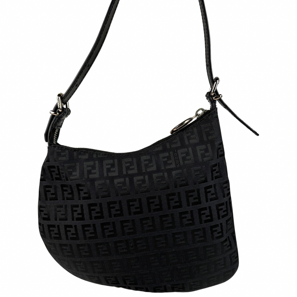 Fendi Zucca Zebra Print Small Oyster Bag Black Sacdelux