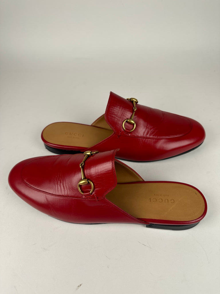 Gucci Princetown Horsebit Mule Red Size 38EU