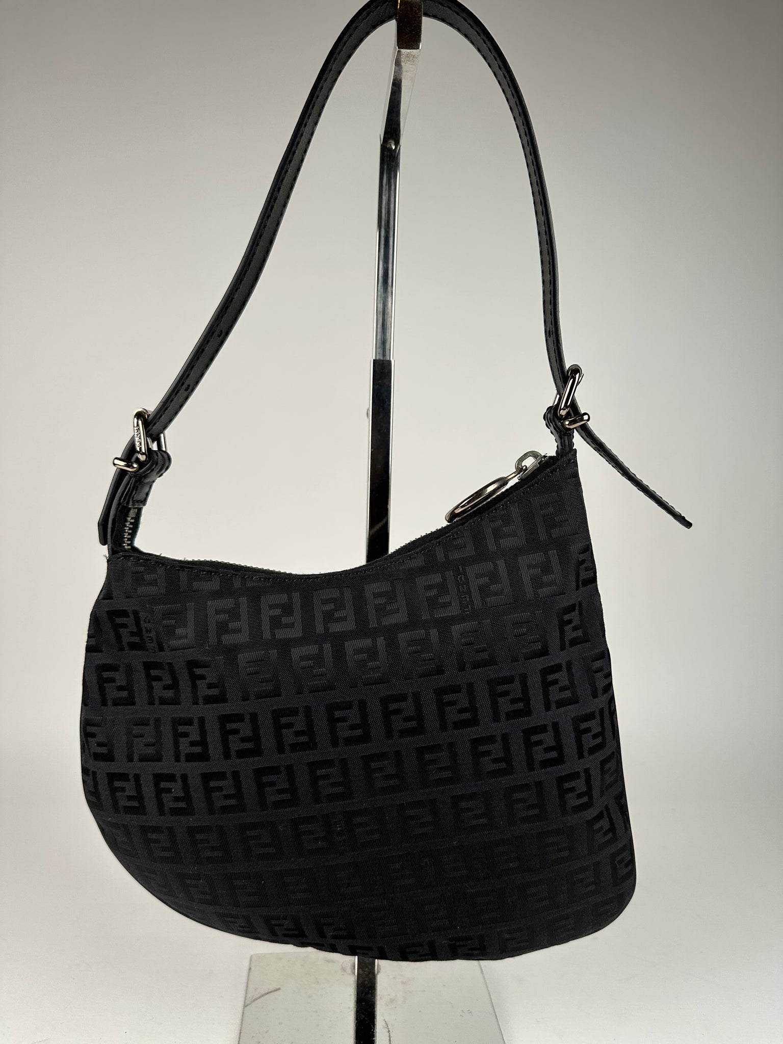 Fendi Zucca Zebra Print Small Oyster Bag Black Sacdelux