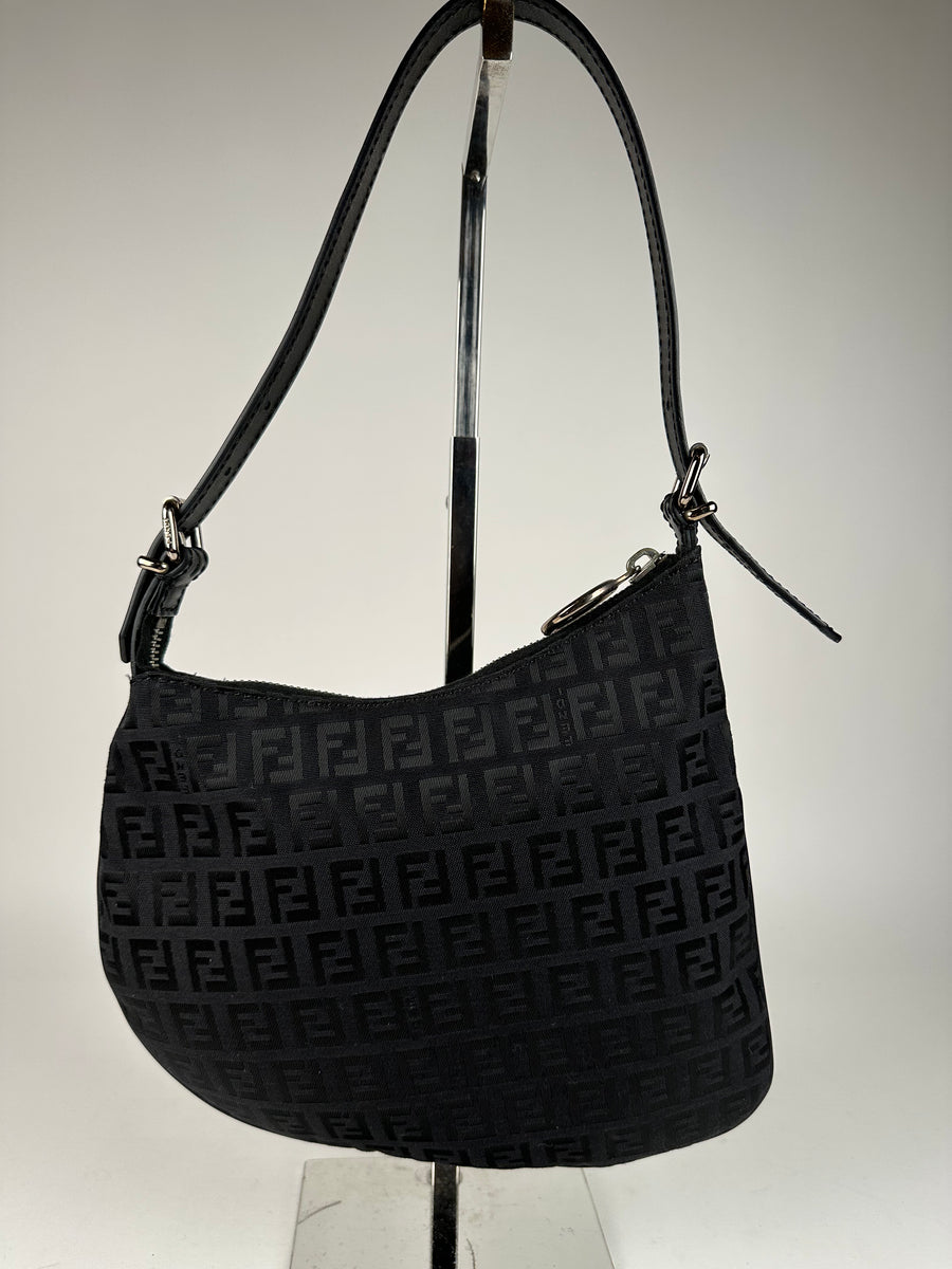 Fendi Zucca/ Zebra Print Small Oyster Bag Black – Sacdelux
