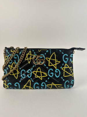 Gucci Ghost Graffiti Leather Mini Crossbody Bag