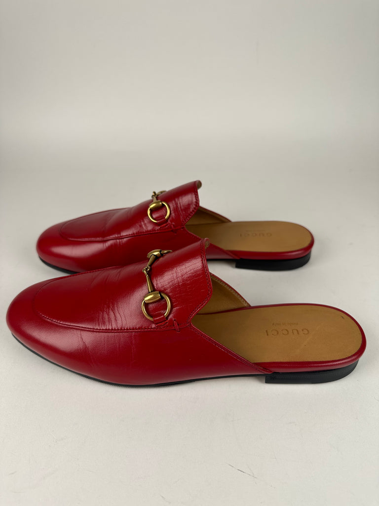 Gucci Princetown Horsebit Mule Red Size 38EU