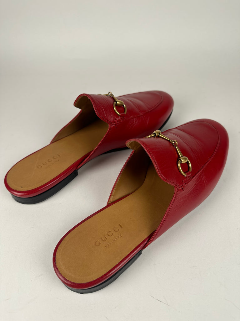 Gucci Princetown Horsebit Mule Red Size 38EU