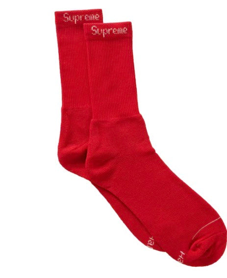 Supreme x Hanes Crew Socks White/Black/Red