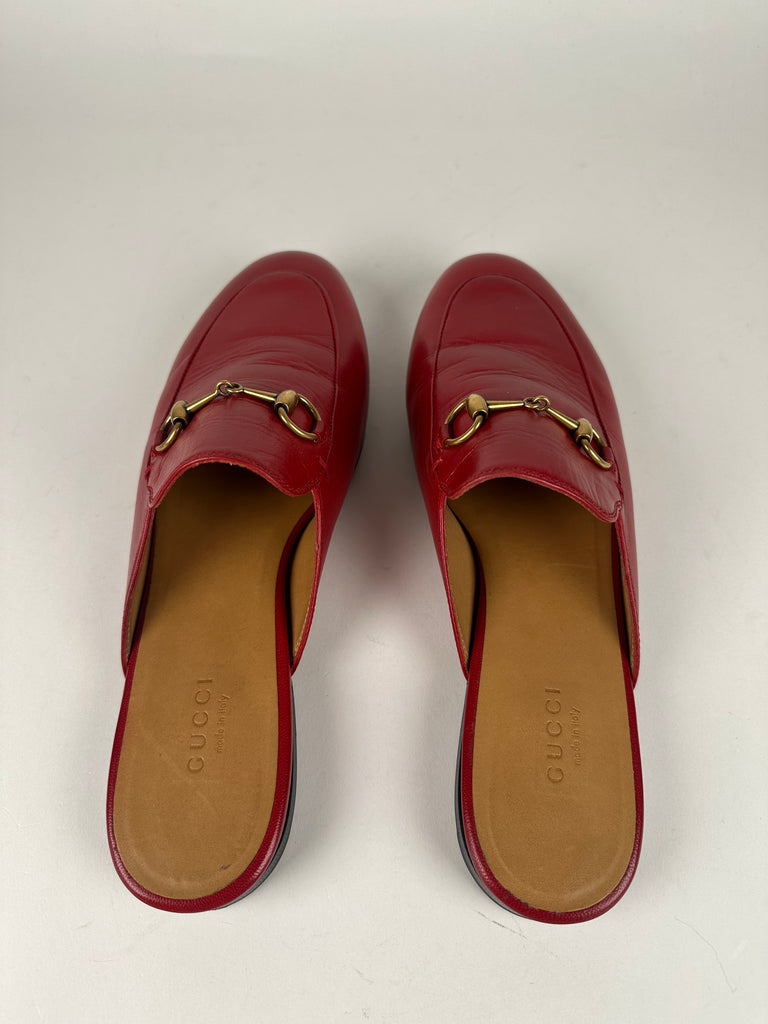 Gucci Princetown Horsebit Mule Red Size 38EU