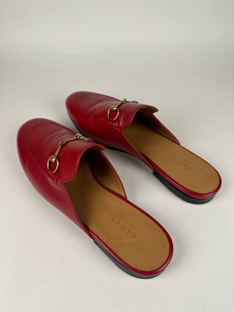 Gucci Princetown Horsebit Mule Red Size 38EU