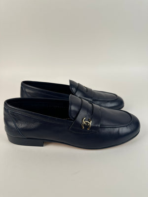 Chanel Mocassin Loafers Navy Blue size 35EU
