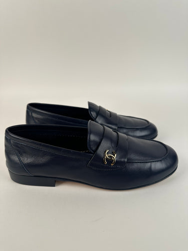 Chanel Mocassin Loafers Navy Blue size 35EU