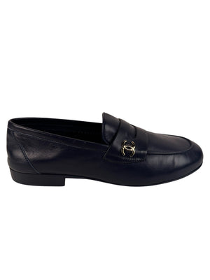 Chanel Mocassin Loafers Navy Blue size 35EU