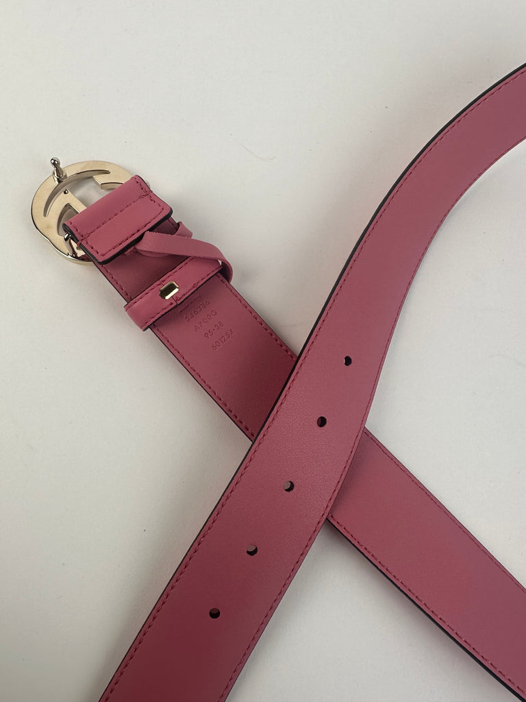 Gucci Leather Interlocking G Belt Pink 106cm/42in