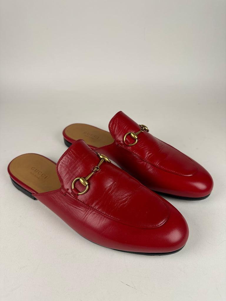 Gucci Princetown Horsebit Mule Red Size 38EU