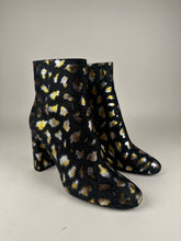 Load image into Gallery viewer, Saint Laurent LouLou Metallic Leopard Jacquard Block Heel Booties size 39EU