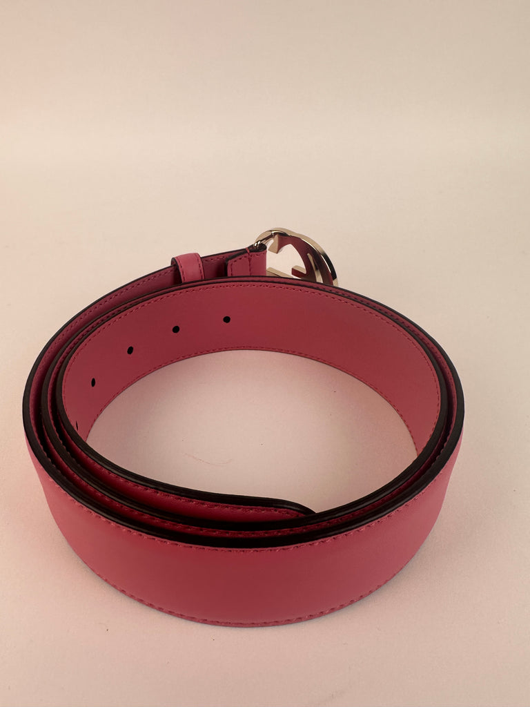 Gucci Leather Interlocking G Belt Pink 106cm/42in