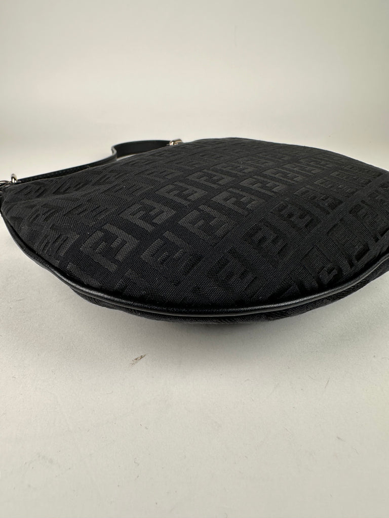 Fendi Zucca/ Zebra Print Small Oyster Bag Black