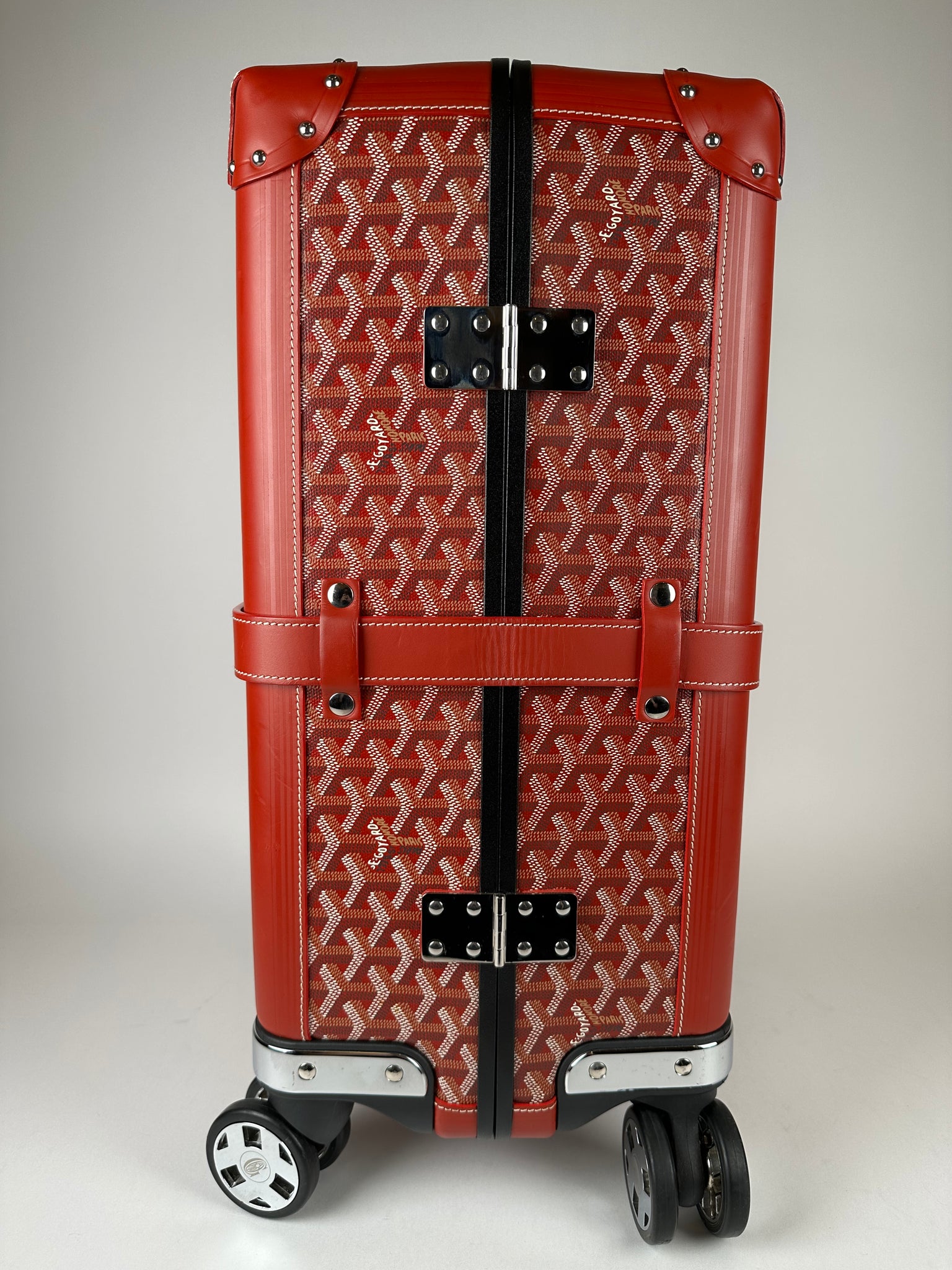 Goyard Red Goyardine Canvas and Leather Bourget PM Trolley Goyard