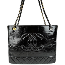 Load image into Gallery viewer, Chanel Shiny Aged Calfskin Quilted Large Shopping Bag Black