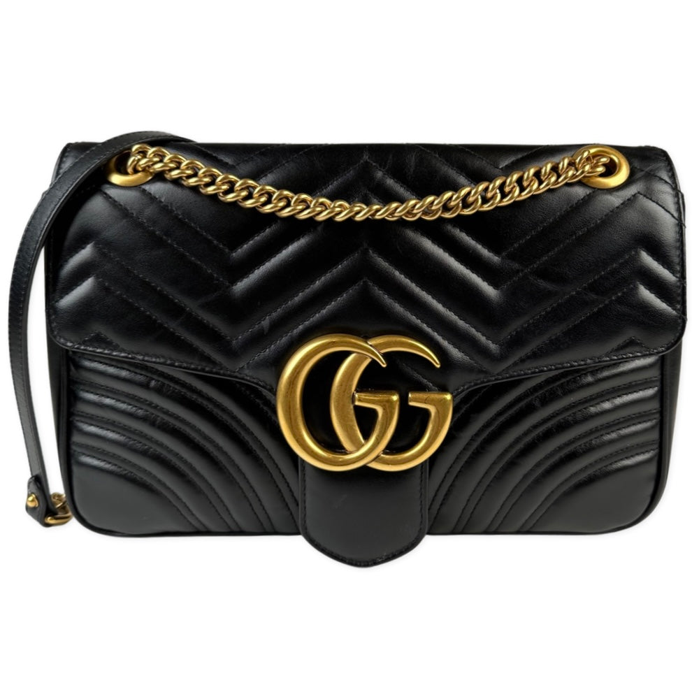 Gucci Marmont Medium Shoulder Bag Calfskin Black