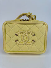 Load image into Gallery viewer, Chanel Caviar Quilted Small CC Filigree Vanity Case Yellow