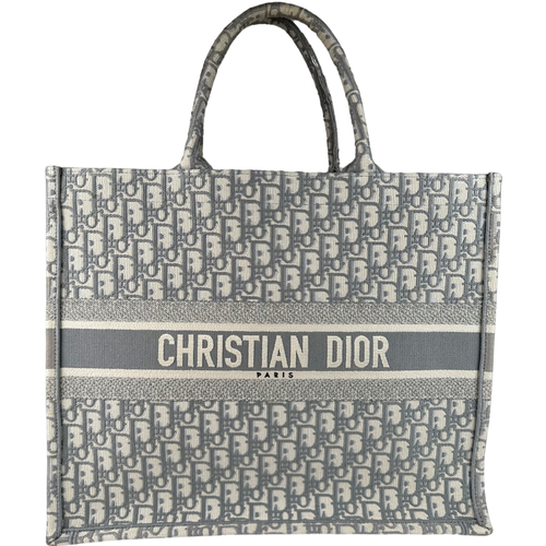 Dior Oblique Canvas Large Book Tote Grey
