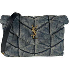 Load image into Gallery viewer, Saint Laurent Denim Quilted Toy Loulou Puffer Monogram Chain Satchel Blue