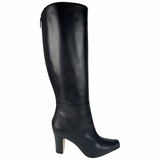 Manolo Blahnik Cantuna Knee High Leather Boots Black Size 40.5EU