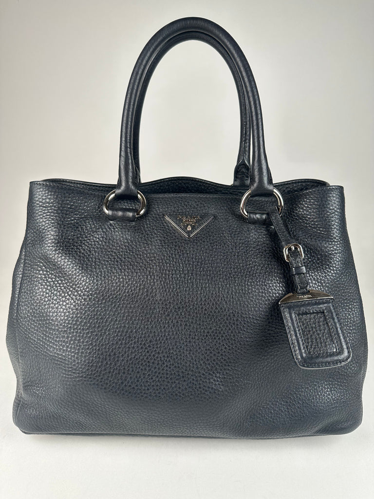 Prada Vitello Daino Tote Black