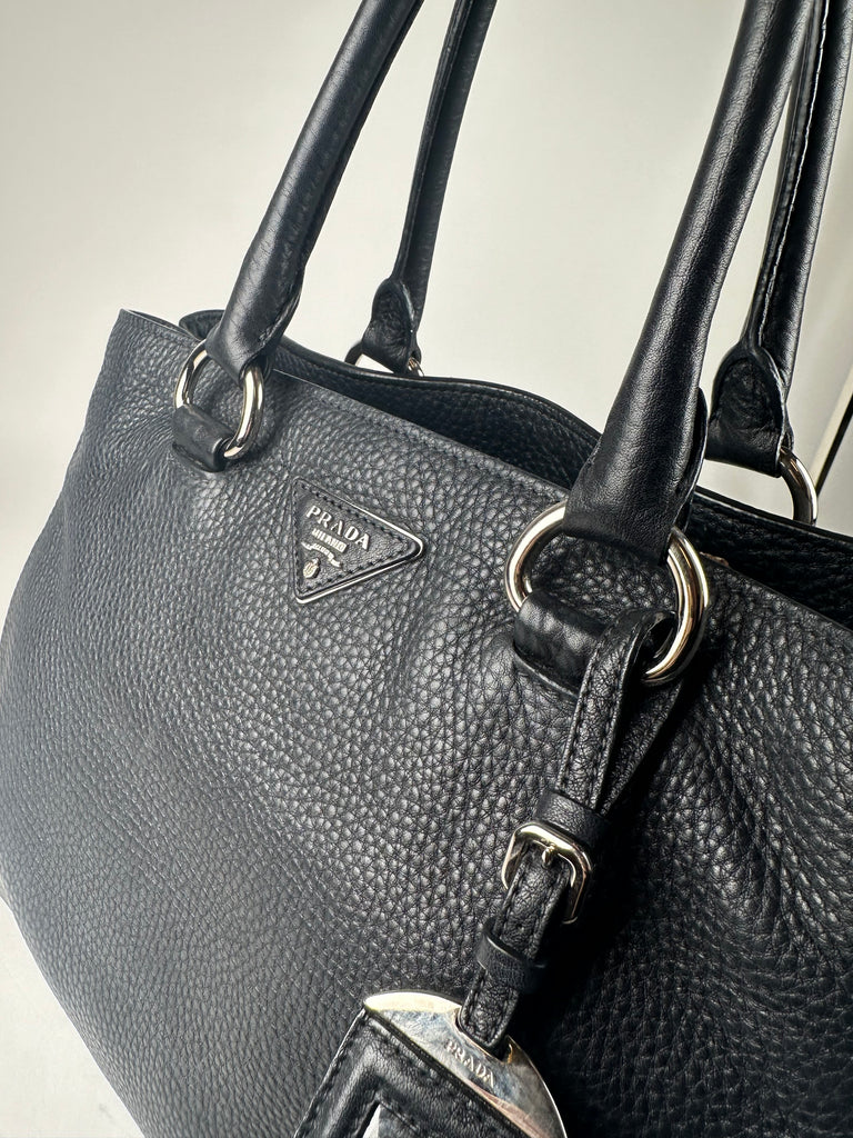 Prada Vitello Daino Tote Black