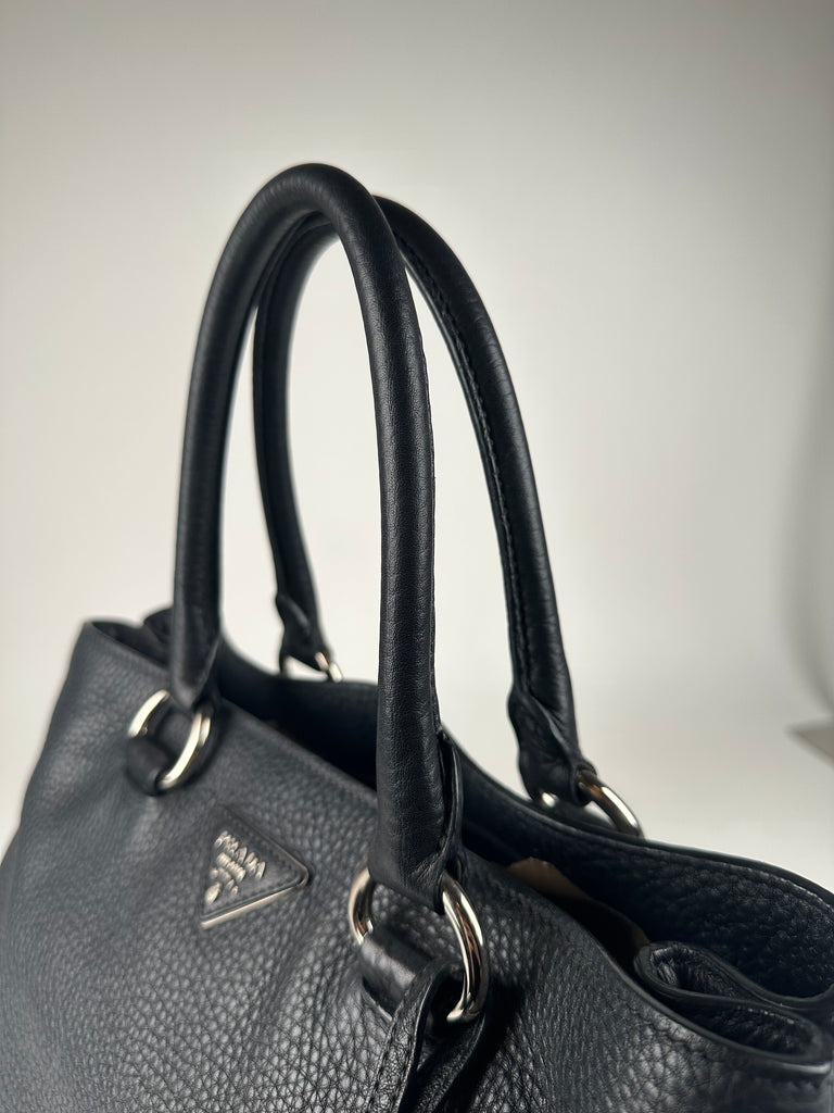 Prada Vitello Daino Tote Black