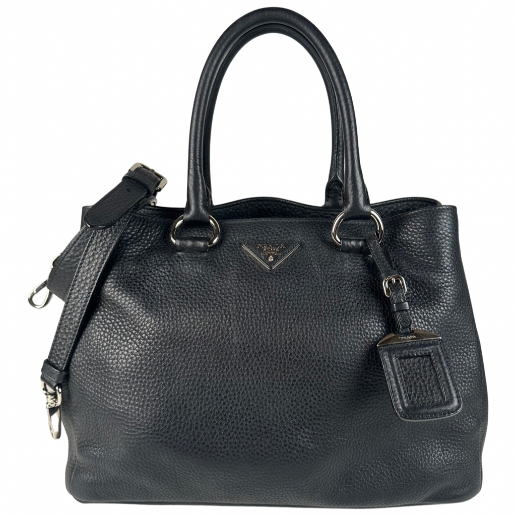 Prada Vitello Daino Tote Black