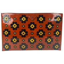 Load image into Gallery viewer, Prada Spazzolato Fiori Appliqué Flowers Patent Leather Pouch Clutch Orange Black Yellow